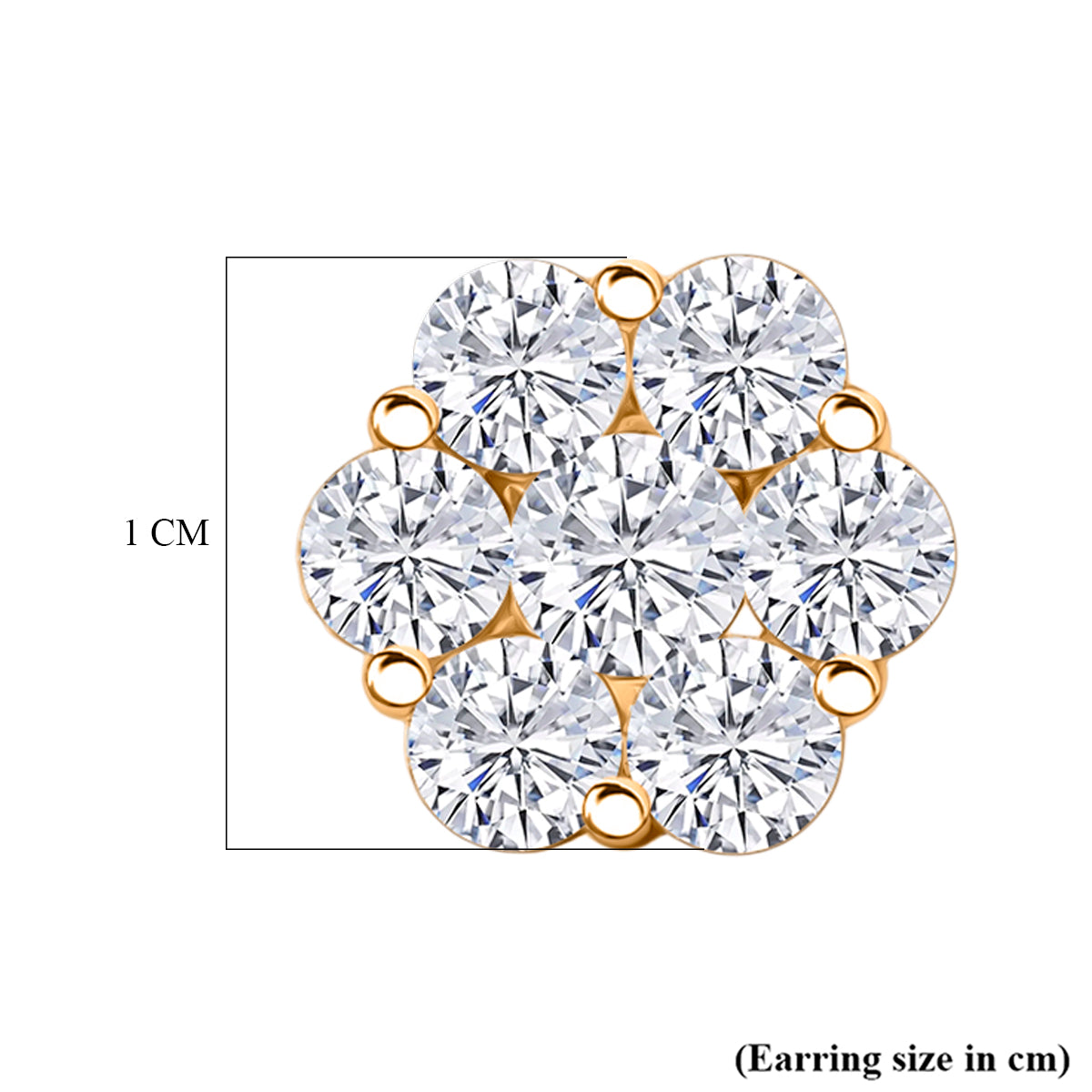 D'Joy - GRA Certified (D-VVS1) Moissanite Cluster Stud Earring with Push Back in Yellow Gold Plated Sterling Silver 2.50 Ct. V32585286 6