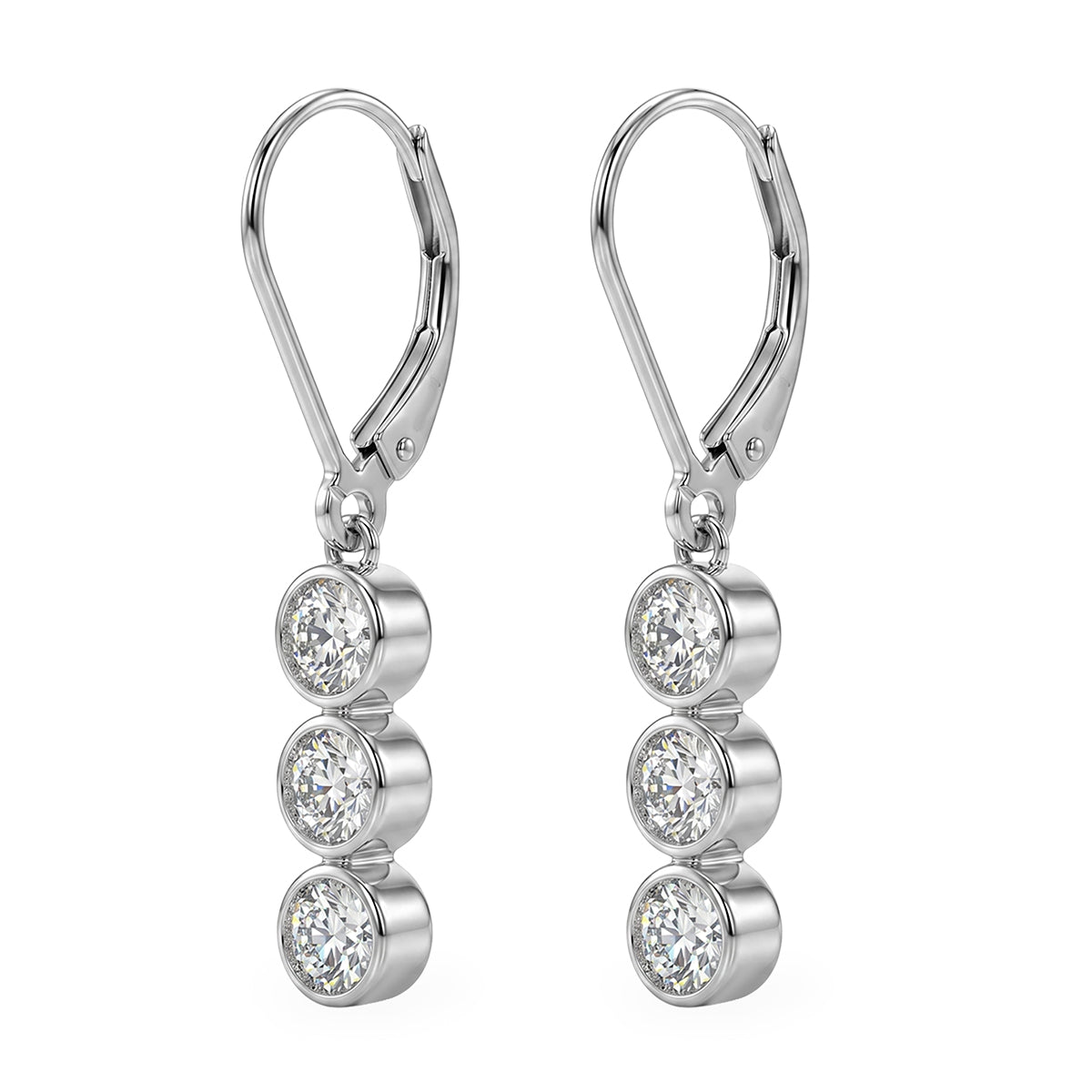 D'Joy - GRA Certified Moissanite Drop Earring with Lever Back in Rhodium Overlay Sterling Silver 1.50 Ct. V32524003 4