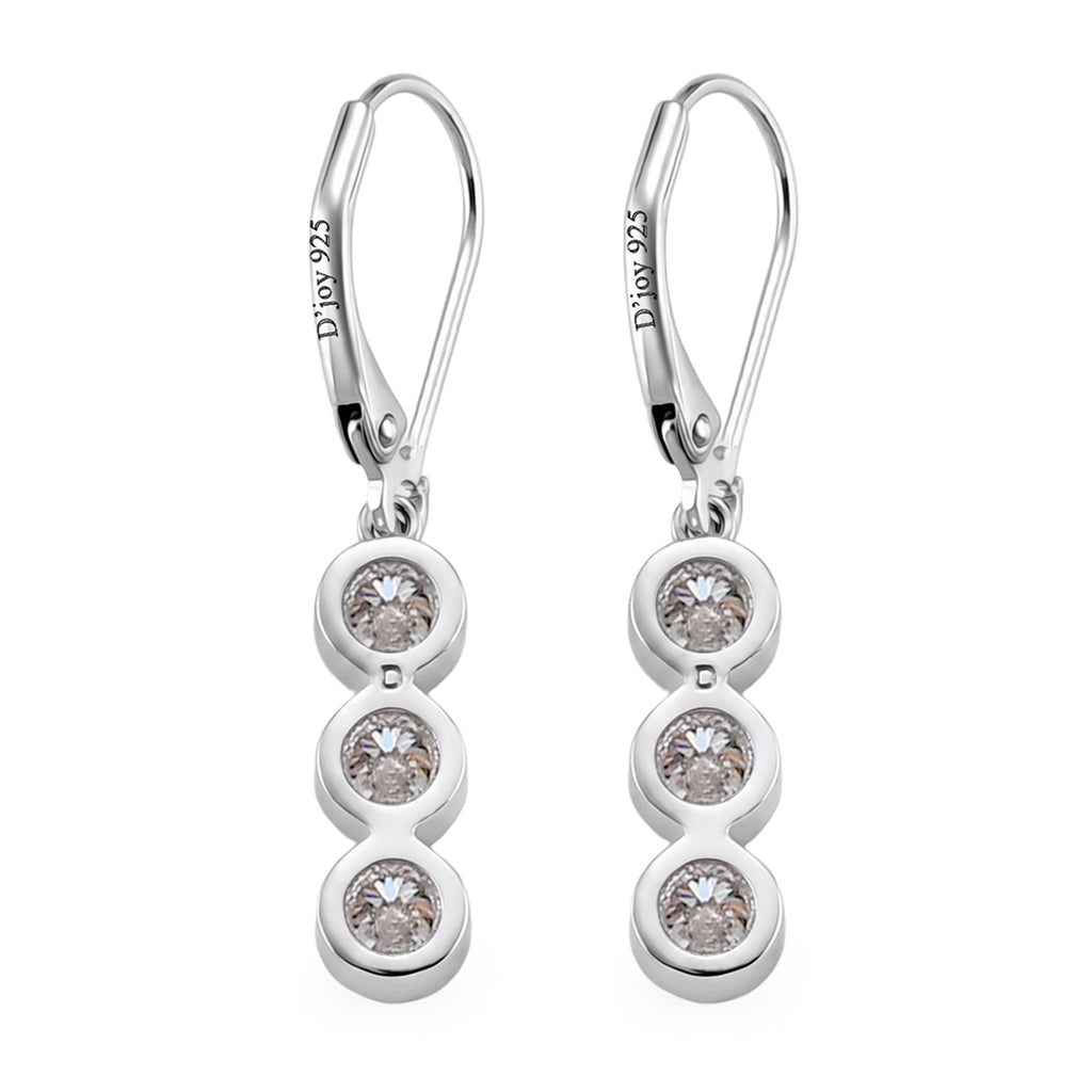 D'Joy - GRA Certified Moissanite Drop Earring with Lever Back in Rhodium Overlay Sterling Silver 1.50 Ct._8613184_4