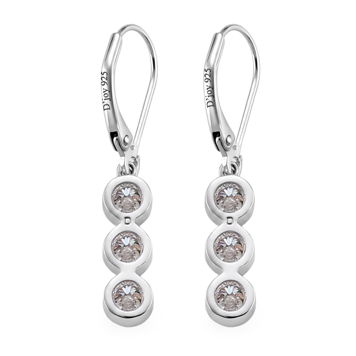 D'Joy - GRA Certified Moissanite Drop Earring with Lever Back in Rhodium Overlay Sterling Silver 1.50 Ct. V32524003 5