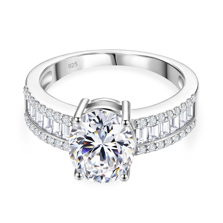 D'Joy - GRA Certified (D-VVS1) Moissanite Solitaire Ring in Rhodium Overlay Sterling Silver 2.60 Ct. 8613188 1