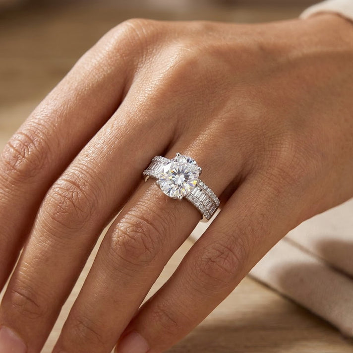 D'Joy - GRA Certified (D-VVS1) Moissanite Solitaire Ring in Rhodium Overlay Sterling Silver 2.60 Ct. 8613188 2