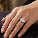 D'Joy - GRA Certified (D-VVS1) Moissanite Trilogy Ring in Rhodium Overlay Sterling Silver 3.90 Ct._8613202_1
