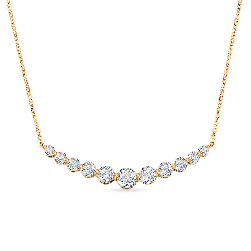 D'Joy - GRA Certified Moissanite Graduated Necklace (Size - 18) in Yellow Gold Plated Sterling Silver 3.33 Ct._8613250