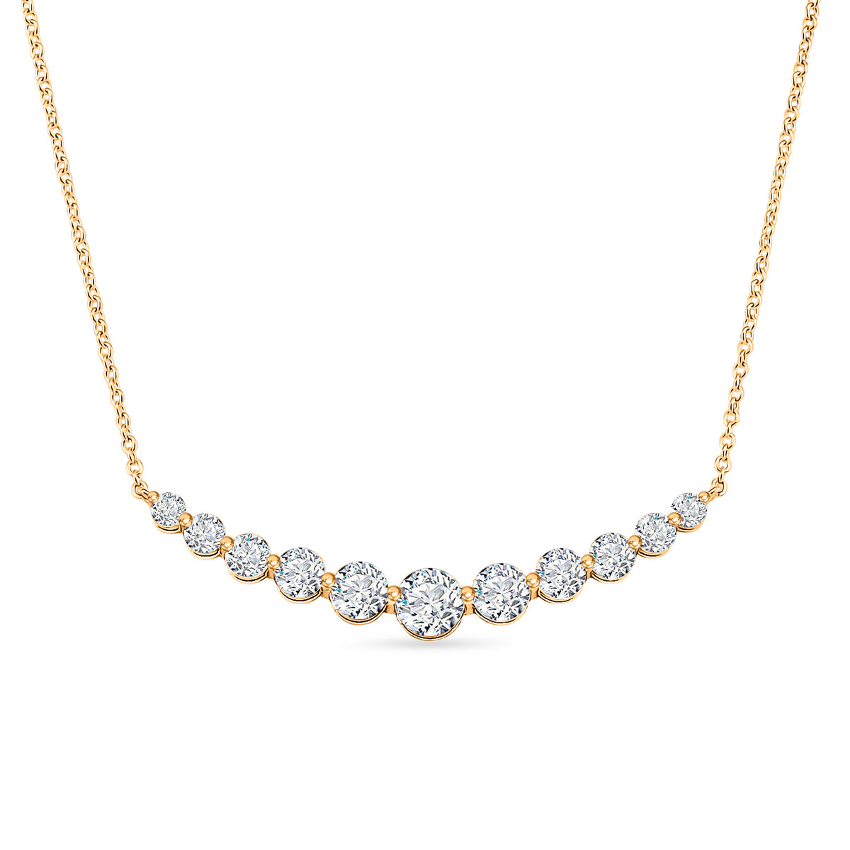 D'Joy - GRA Certified  (D-VVS1)  Moissanite Graduated Necklace (Size - 18) in Yellow Gold Plated Sterling Silver 3.33 Ct. 8613250 0