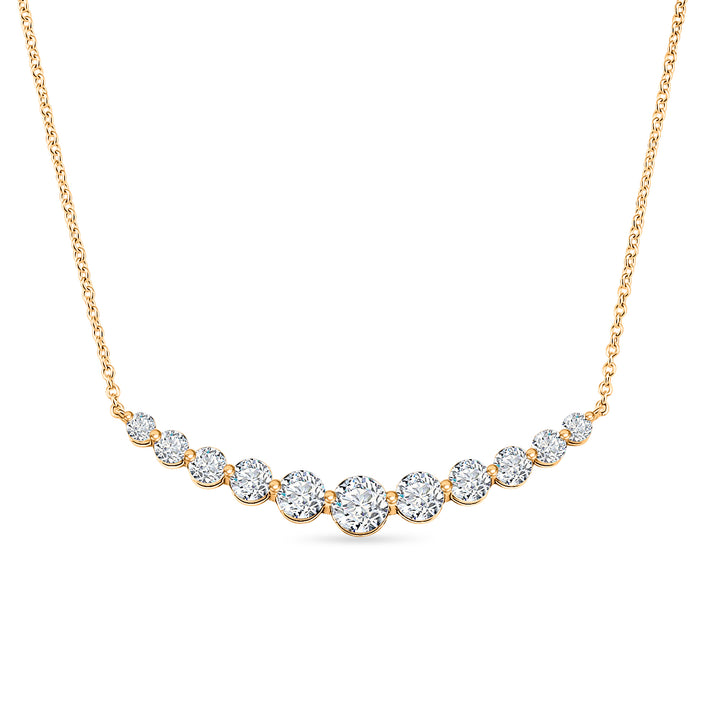 D'Joy - GRA Certified Moissanite Graduated Necklace (Size - 18) in Yellow Gold Plated Sterling Silver 3.33 Ct. 8613250 1