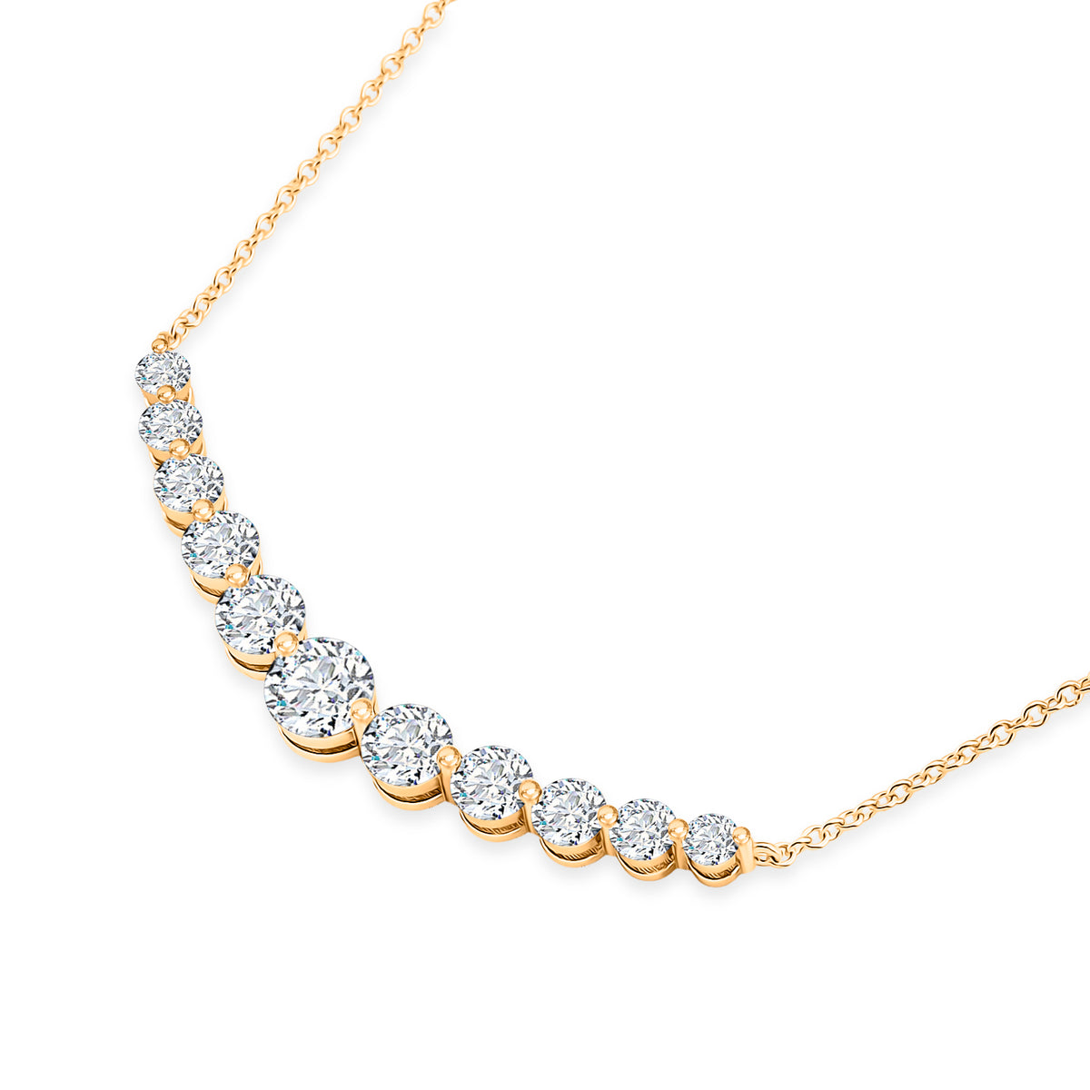 D'Joy - GRA Certified  (D-VVS1)  Moissanite Graduated Necklace (Size - 18) in Yellow Gold Plated Sterling Silver 3.33 Ct. 8613250 4