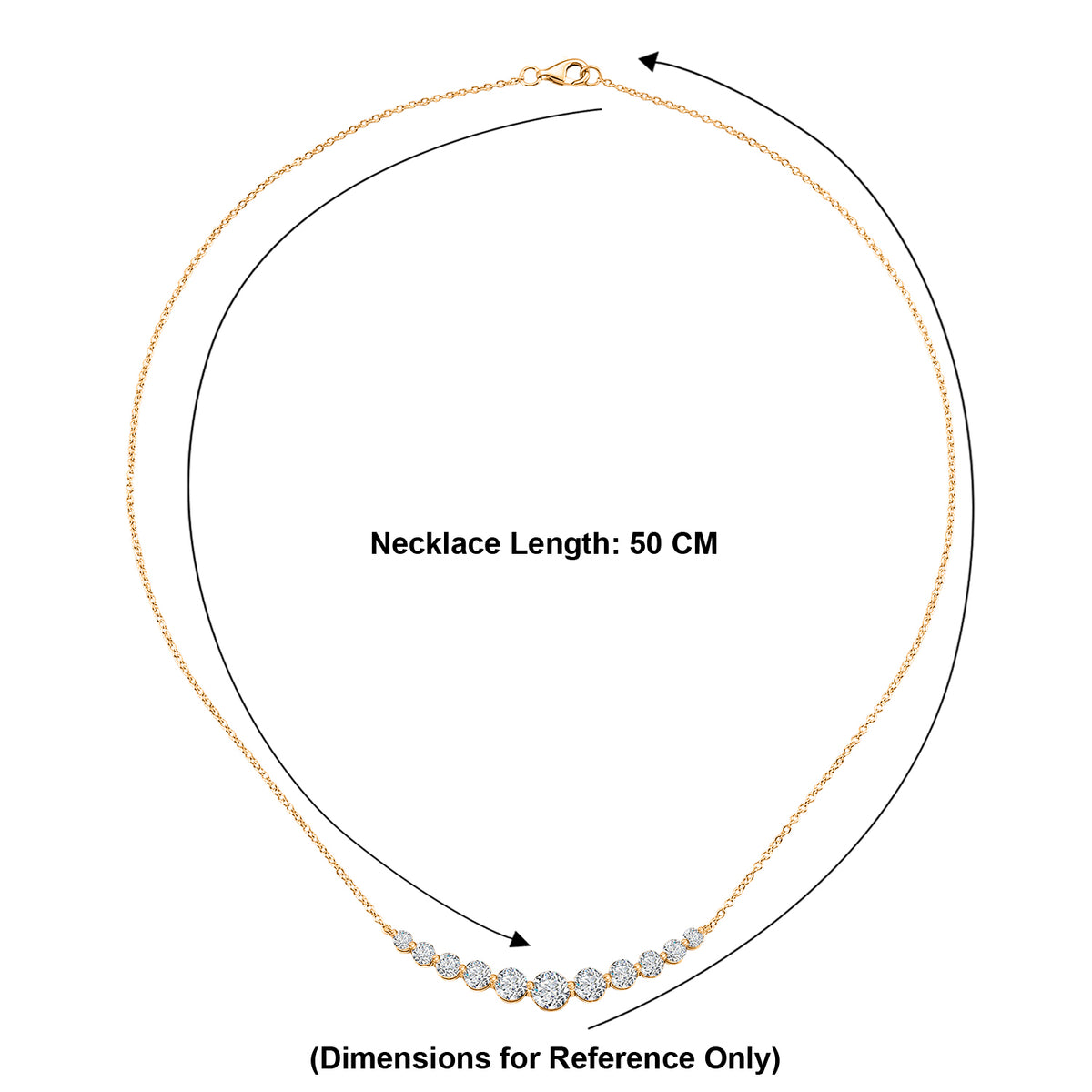D'Joy - GRA Certified  (D-VVS1)  Moissanite Graduated Necklace (Size - 18) in Yellow Gold Plated Sterling Silver 3.33 Ct. 8613250 6
