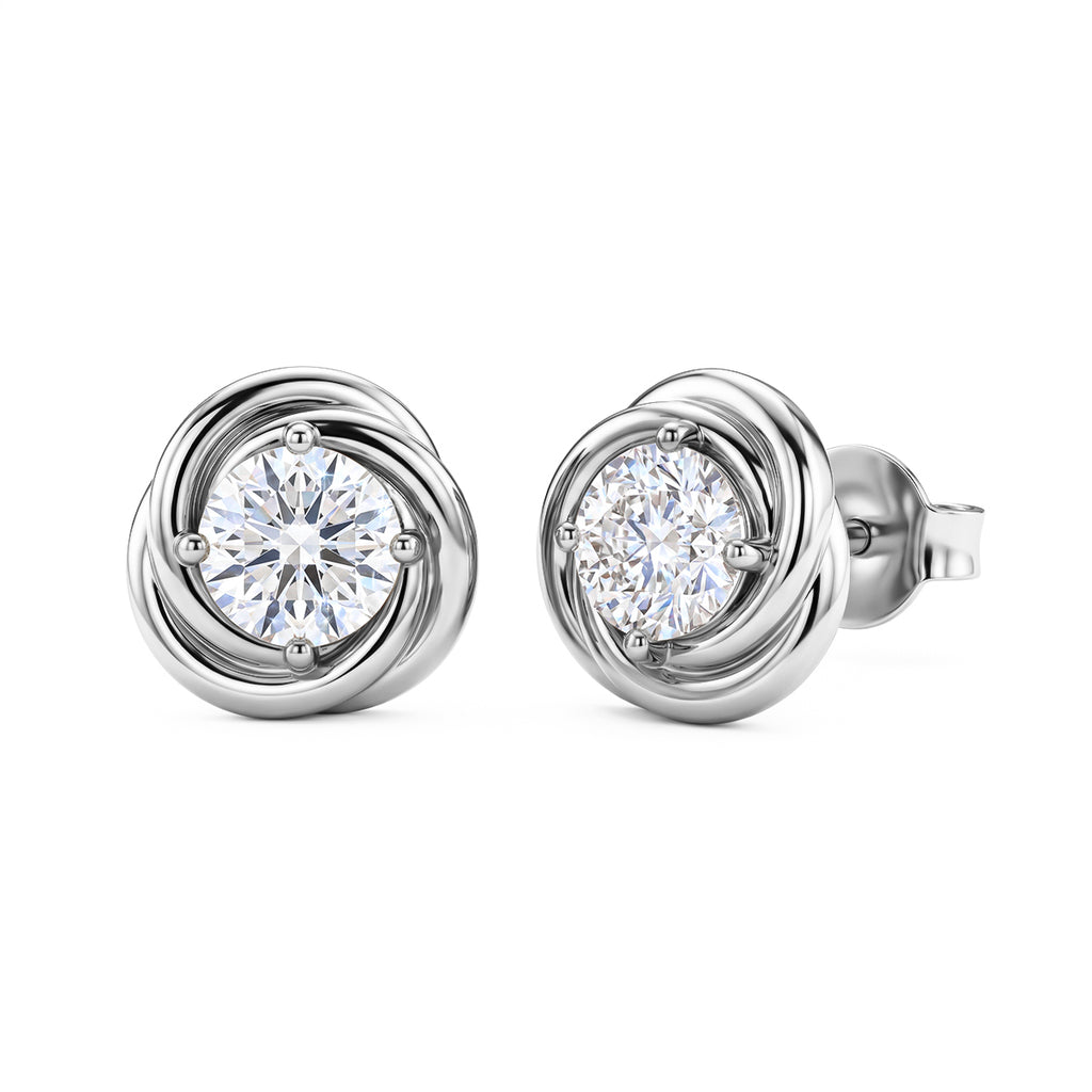 D'Joy - GRA Certified (D-VVS1) Moissanite Stud Earring with Push Back in Rhodium Overlay Sterling Silver_8613251