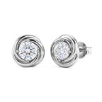 D'Joy - GRA Certified (D-VVS1) Moissanite Stud Earring with Push Back in Rhodium Overlay Sterling Silver_8613251