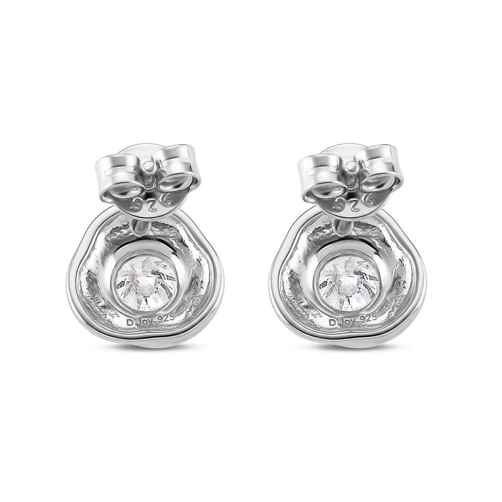D'Joy - GRA Certified (D-VVS1) Moissanite Stud Earring with Push Back in Rhodium Overlay Sterling Silver_8613251_4