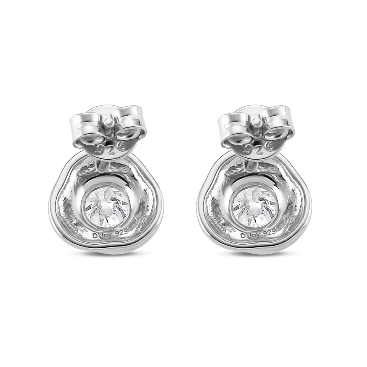 D'Joy - GRA Certified (D-VVS1) Moissanite Stud Earring with Push Back in Rhodium Overlay Sterling Silver V32518933 5
