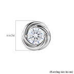 D'Joy - GRA Certified (D-VVS1) Moissanite Stud Earring with Push Back in Rhodium Overlay Sterling Silver_8613251_5