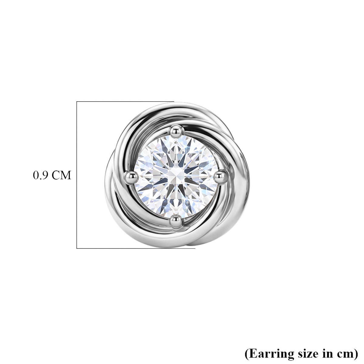D'Joy - GRA Certified (D-VVS1) Moissanite Stud Earring with Push Back in Rhodium Overlay Sterling Silver V32518933 6
