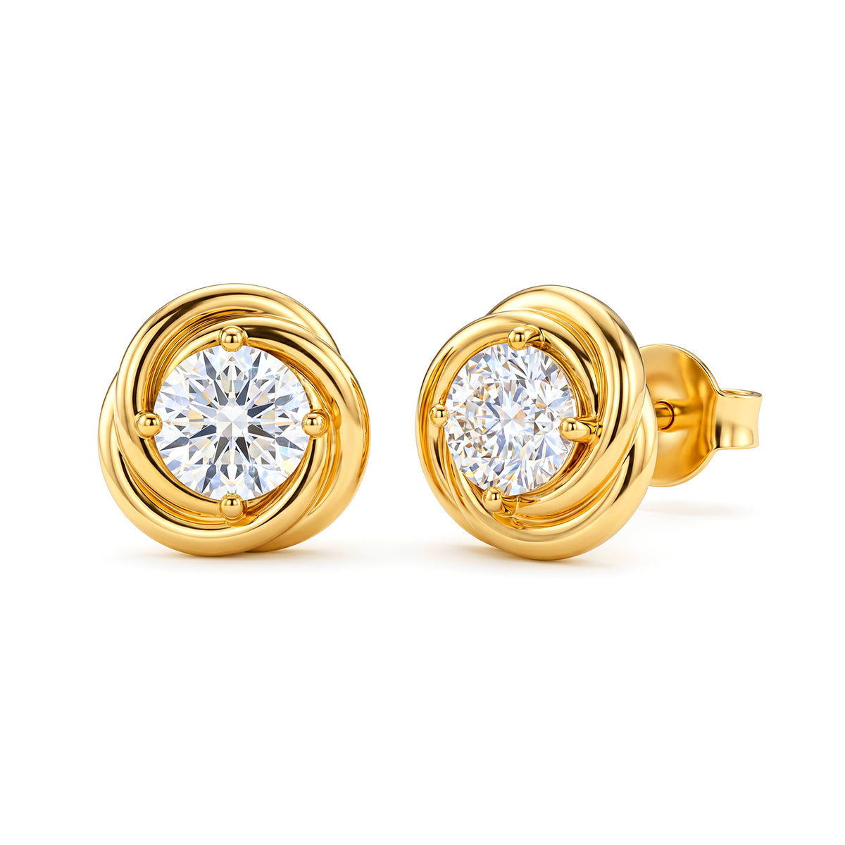 D'Joy - GRA Certified( D-VVS1) Moissanite Stud Earring with Push Back in Yellow Gold Plated Sterling Silver 8613252 0