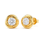 D'Joy - GRA Certified( D-VVS1) Moissanite Stud Earring with Push Back in Yellow Gold Plated Sterling Silver_8613252