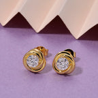 D'Joy - GRA Certified( D-VVS1) Moissanite Stud Earring with Push Back in Yellow Gold Plated Sterling Silver_8613252_2