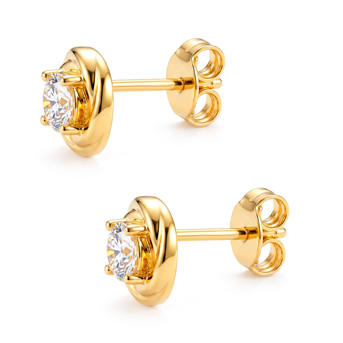 D'Joy - GRA Certified( D-VVS1) Moissanite Stud Earring with Push Back in Yellow Gold Plated Sterling Silver 8613252 4