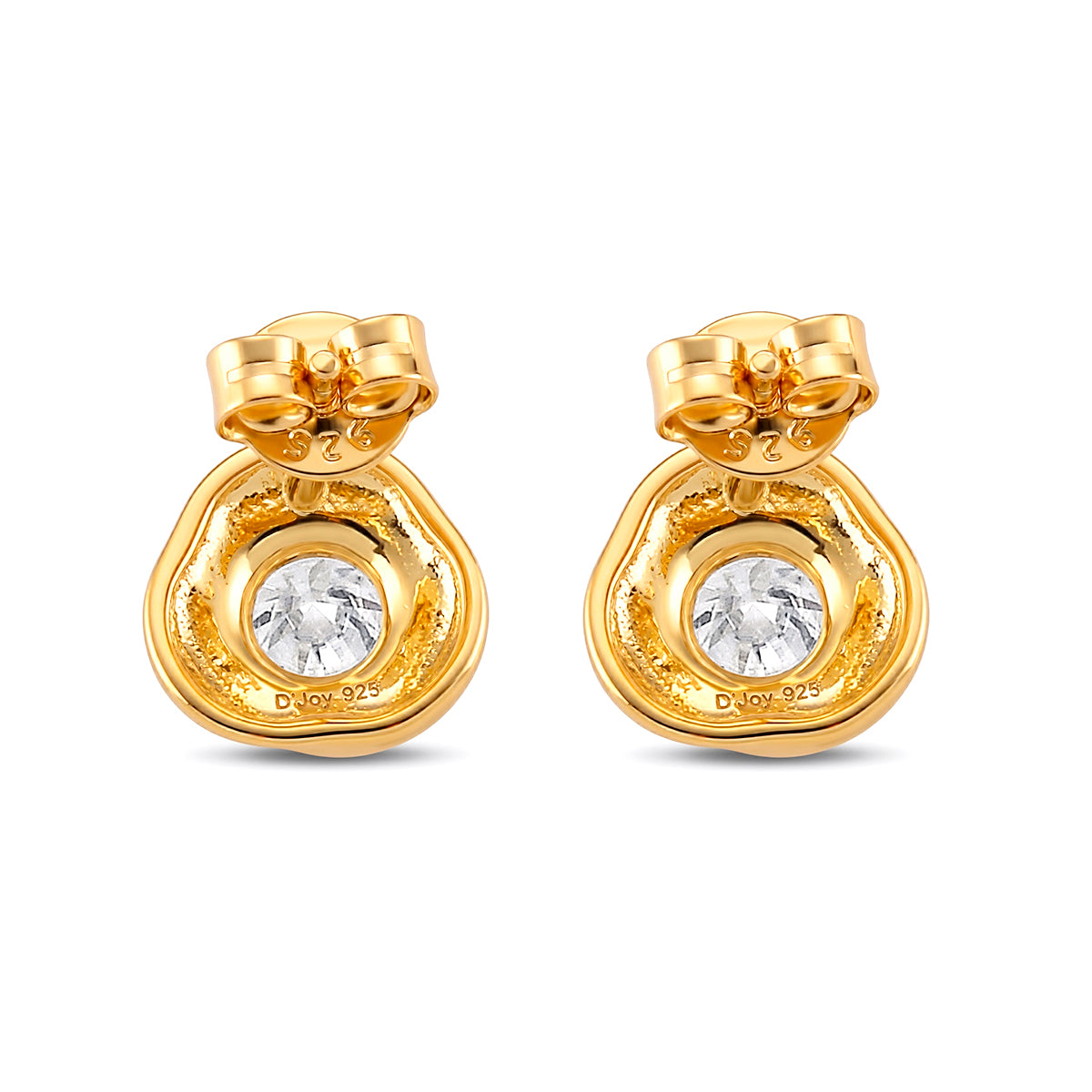 D'Joy - GRA Certified( D-VVS1) Moissanite Stud Earring with Push Back in Yellow Gold Plated Sterling Silver 8613252 5