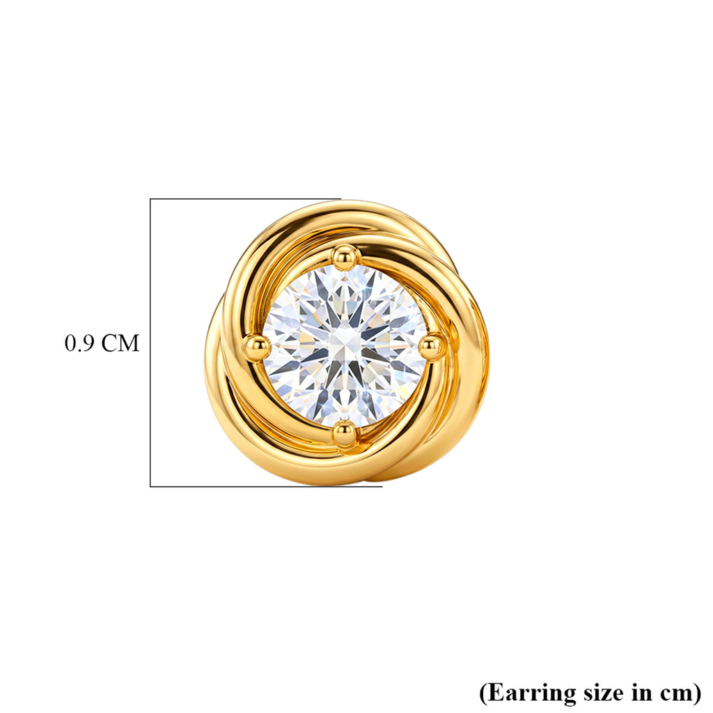 D'Joy - GRA Certified( D-VVS1) Moissanite Stud Earring with Push Back in Yellow Gold Plated Sterling Silver_8613252_5