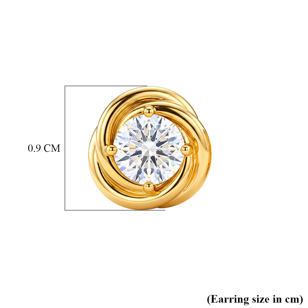 D'Joy - GRA Certified( D-VVS1) Moissanite Stud Earring with Push Back in Yellow Gold Plated Sterling Silver V32361258 6