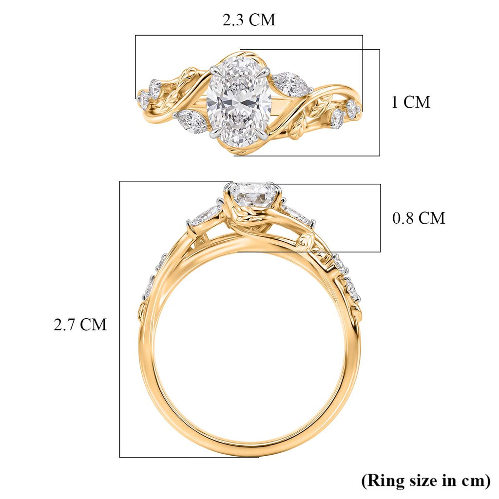Luxuriant - SGL Certified Lab Grown Diamond (SI/G-H) Ring in 18K Vermeil Yellow Gold Plated Sterling Silver 1.30 Ct._8613531_7