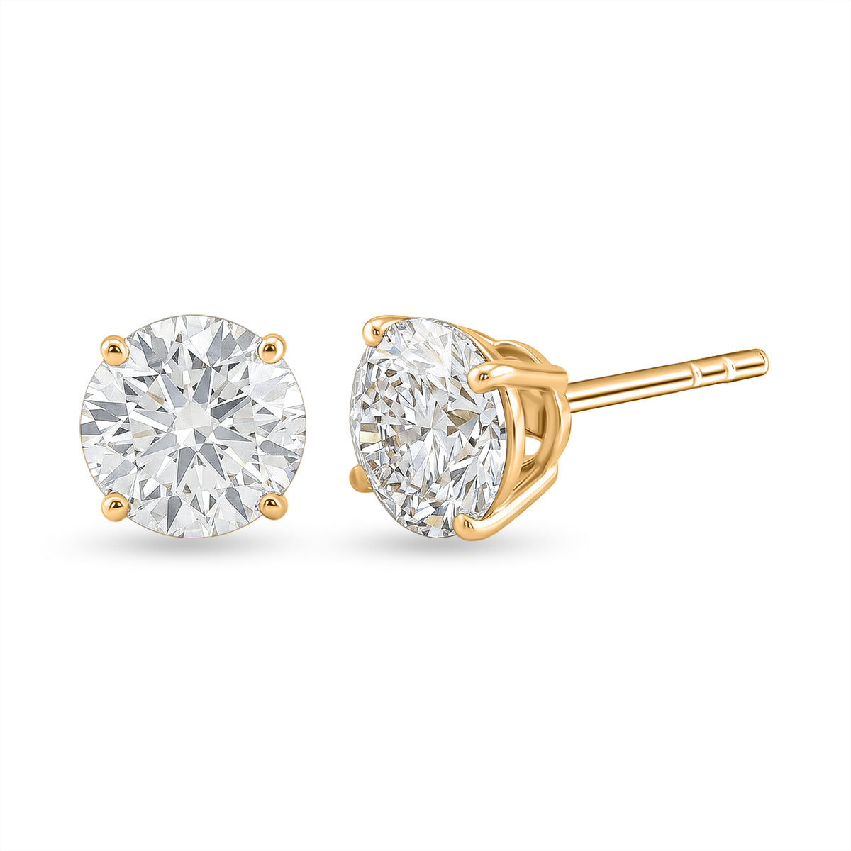LUXURIANT 3 Ct.Lab Grown Diamond Solitaire Stud Push Post Earring in 9K Yellow Gold (SI-G-H) 8613590 0