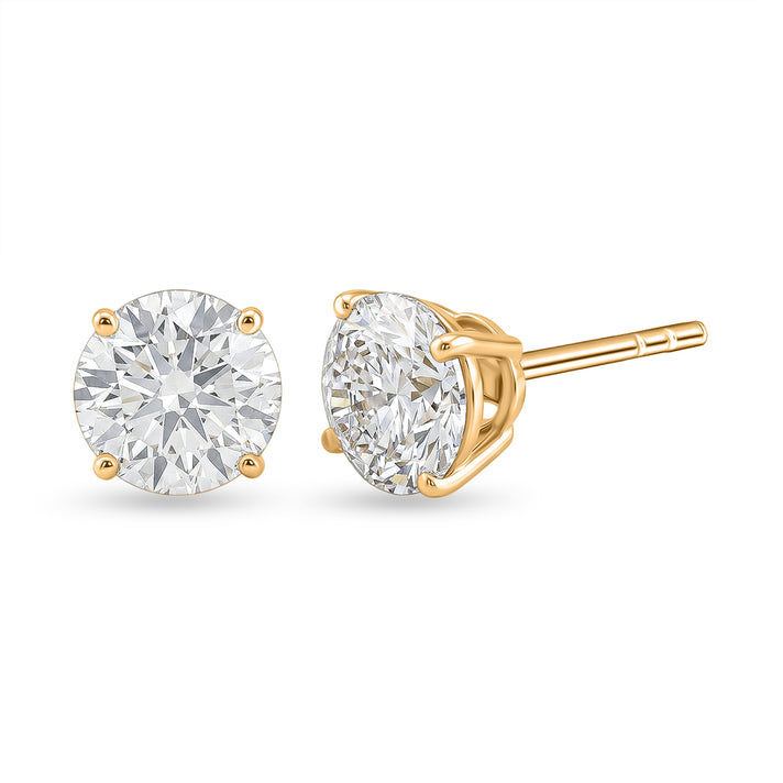 LUXURIANT 3 Ct.Lab Grown Diamond Solitaire Stud Push Post Earring in 9K Yellow Gold (SI-G-H) 8613590 1