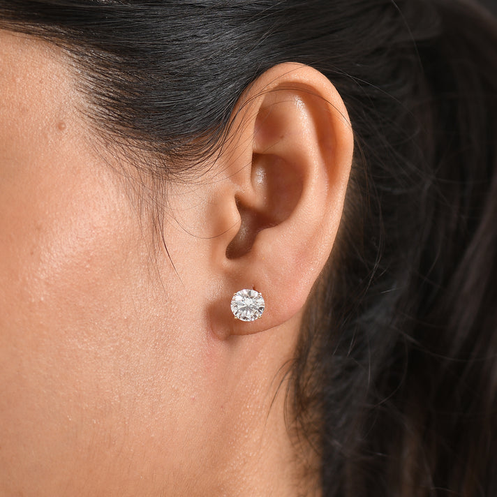 LUXURIANT 3 Ct.Lab Grown Diamond Solitaire Stud Push Post Earring in 9K Yellow Gold (SI-G-H) 8613590 2