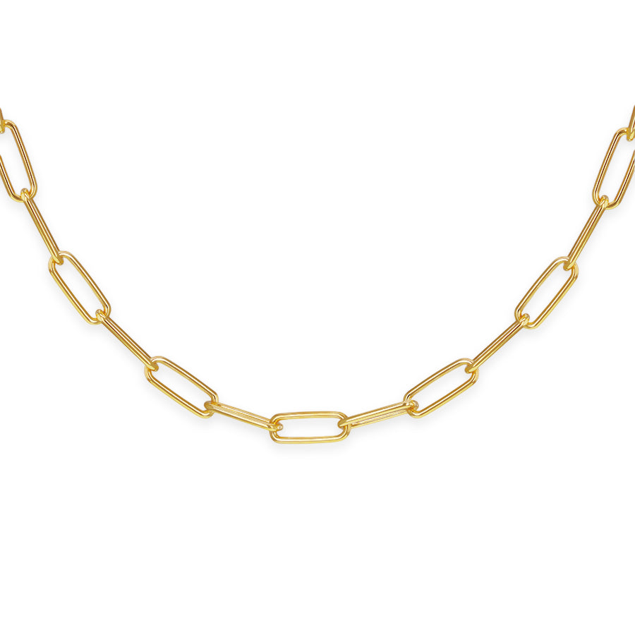 Paper Clip Necklace with Lobster Clasp in Yellow Gold Sterling Silver 8613692 0
