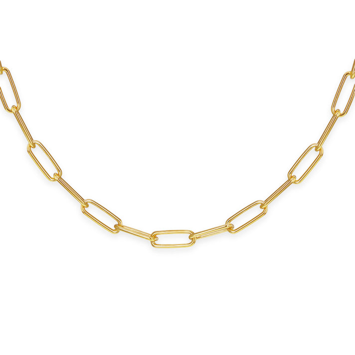 Paper Clip Necklace with Lobster Clasp in Yellow Gold Sterling Silver 8613692 1