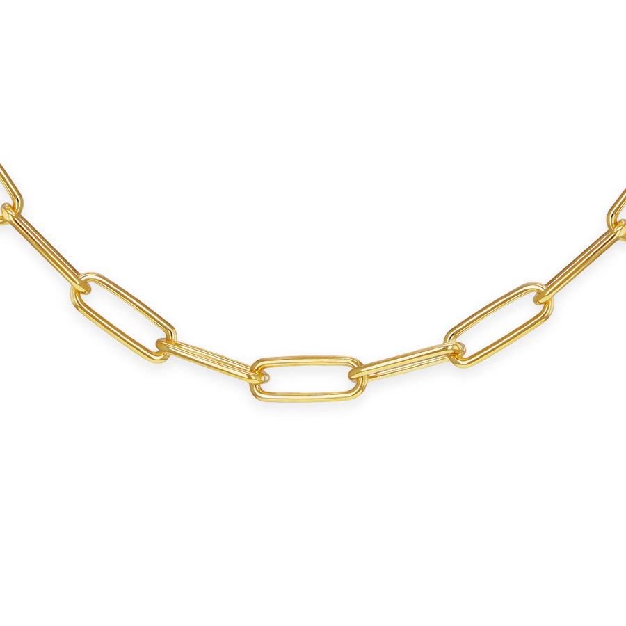 Paper Clip Necklace with Lobster Clasp in Yellow Gold Sterling Silver 8613692 1