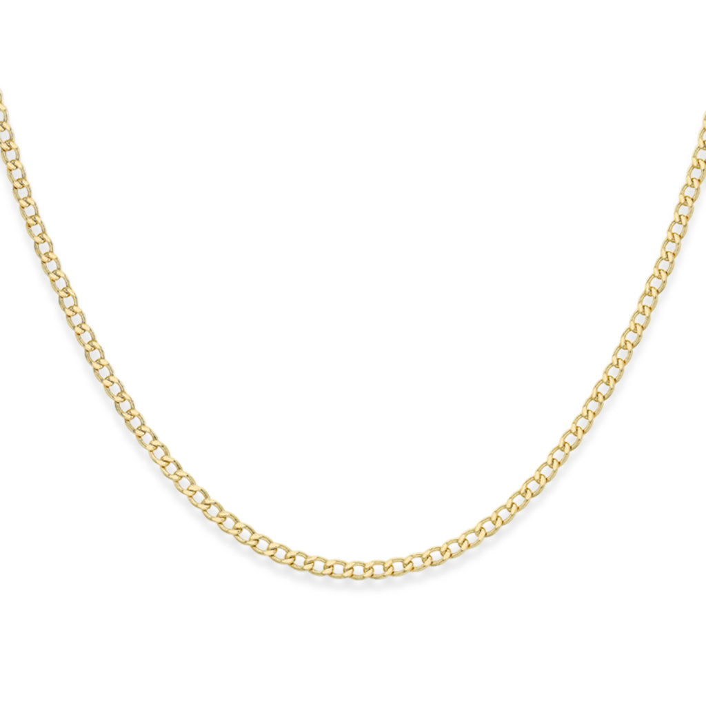 Italian Made - 9K Yellow Gold Curb Necklace (Size - 18)_8613729