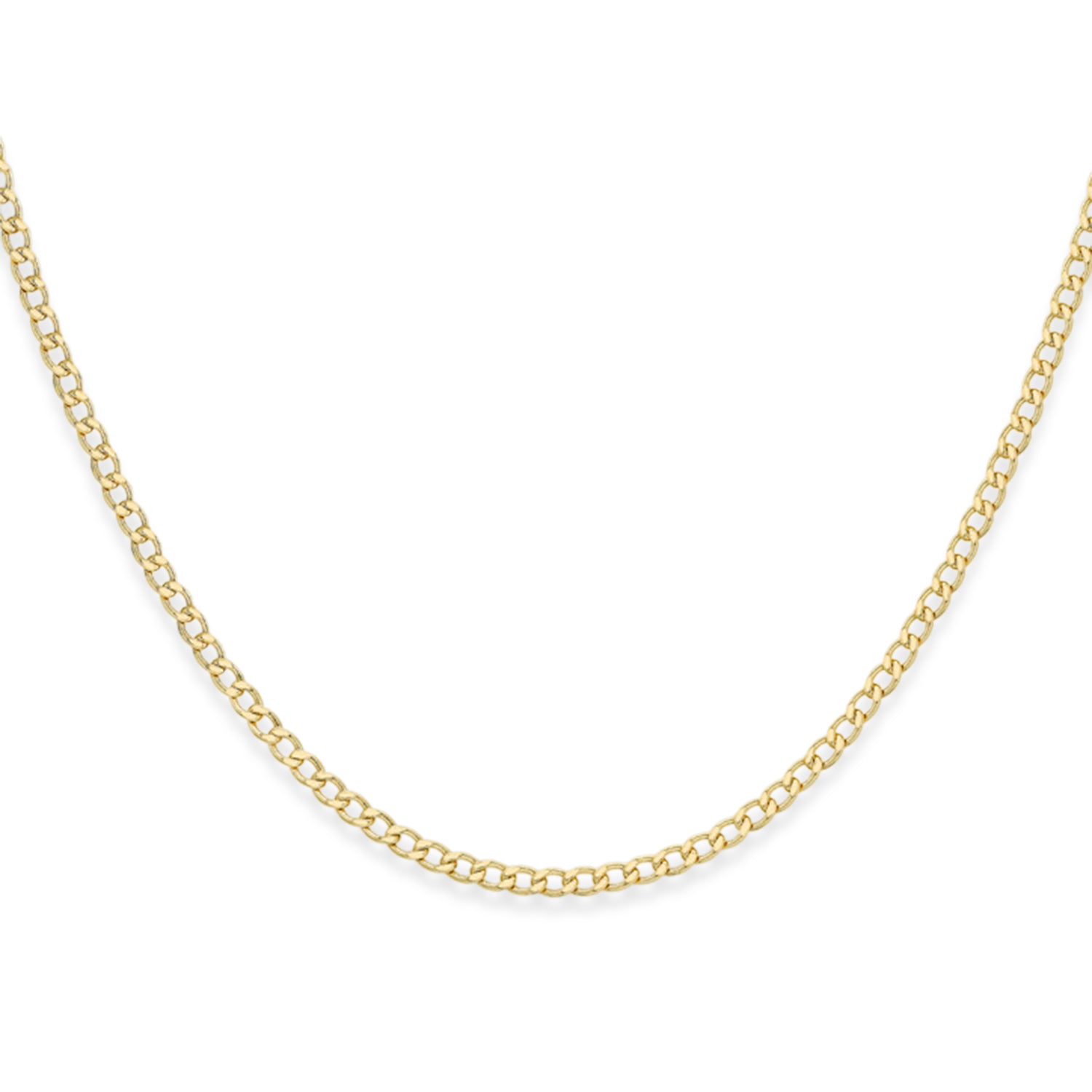 Italian Made - 9K Yellow Gold Curb Necklace (Size - 18) 8613729 0