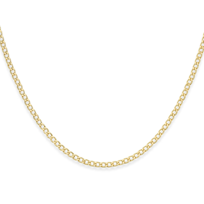 Italian Made - 9K Yellow Gold Curb Necklace (Size - 18) 8613729 1