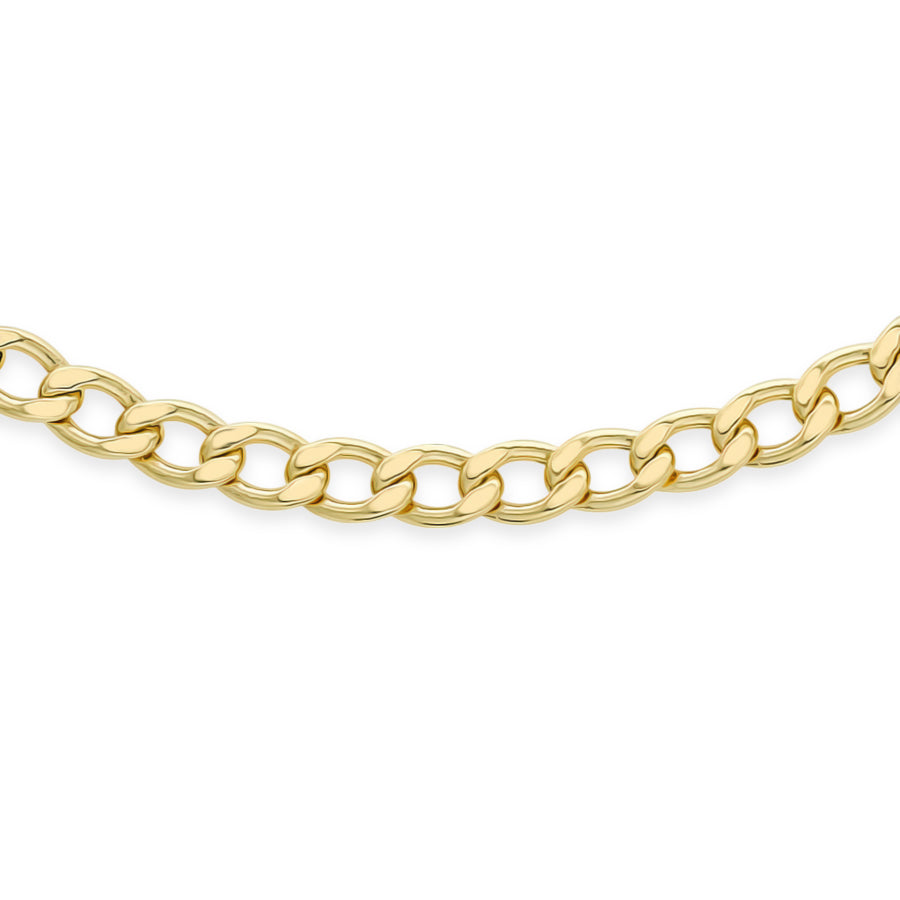 Italian Made - 9K Yellow Gold Curb Necklace (Size - 18) 8613729 1