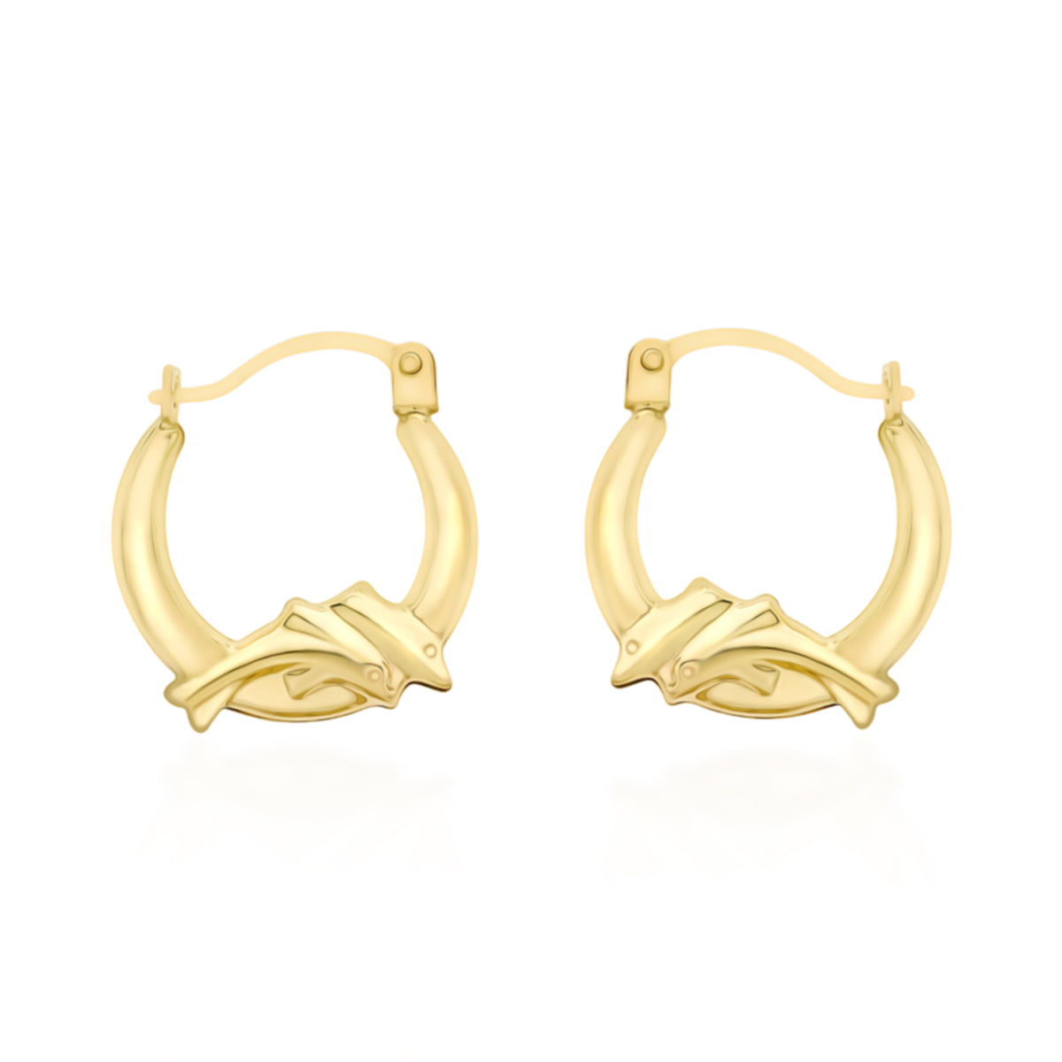 Close Out Deal- 9K Yellow Gold Dolphin Creole Earring with Clasp 8613734 0