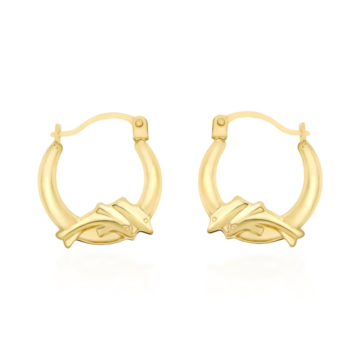 Close Out Deal- 9K Yellow Gold Dolphin Creole Earring with Clasp 8613734 1