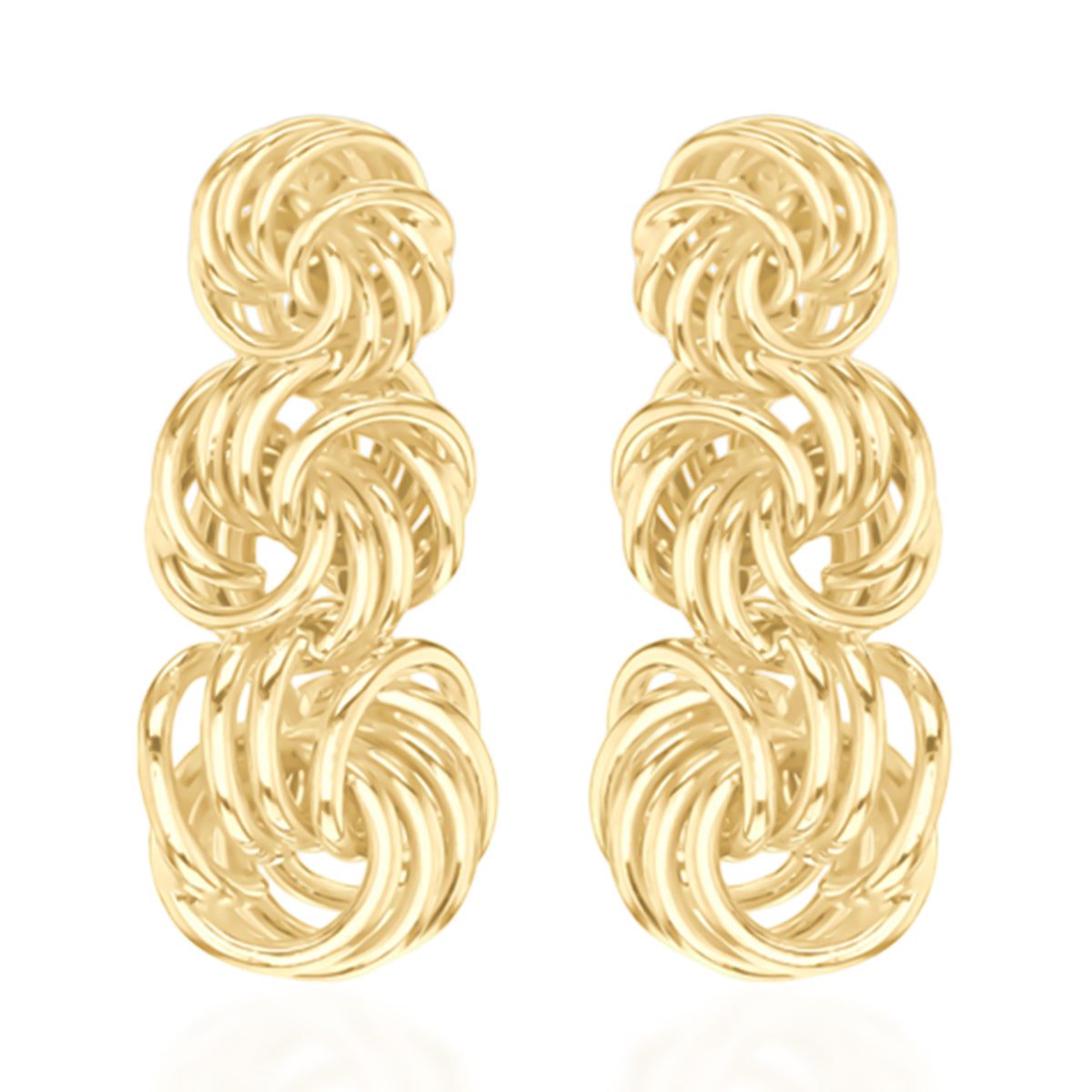 9K Yellow Gold Graduated Rose Drop Earring with Push Back 8613735 0