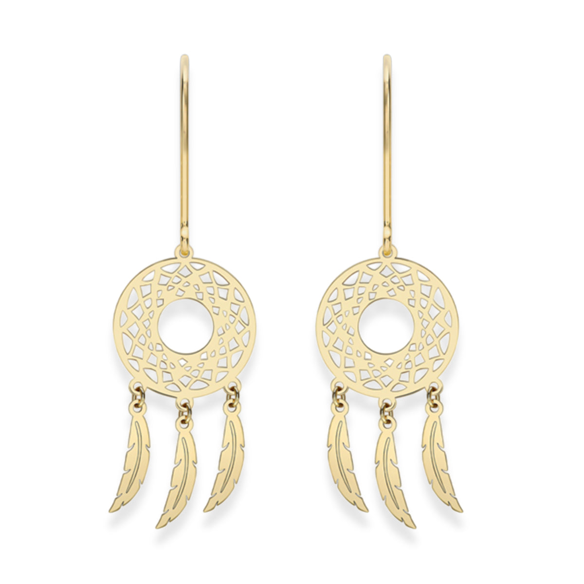 9K Yellow Gold Dreamcatcher Drop Earring with Hook 8613738 0