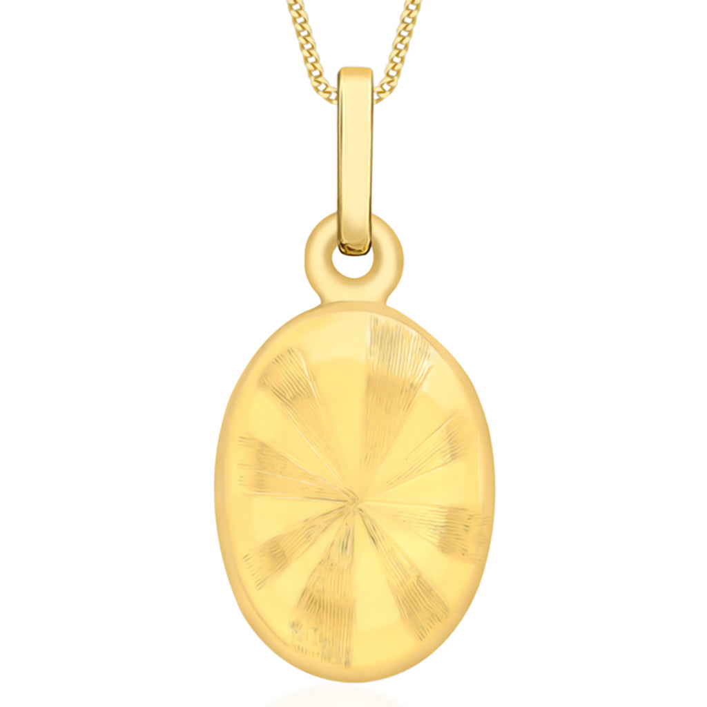 9K Yellow Gold Engraved Stripe Oval Locket Pendant_8613744
