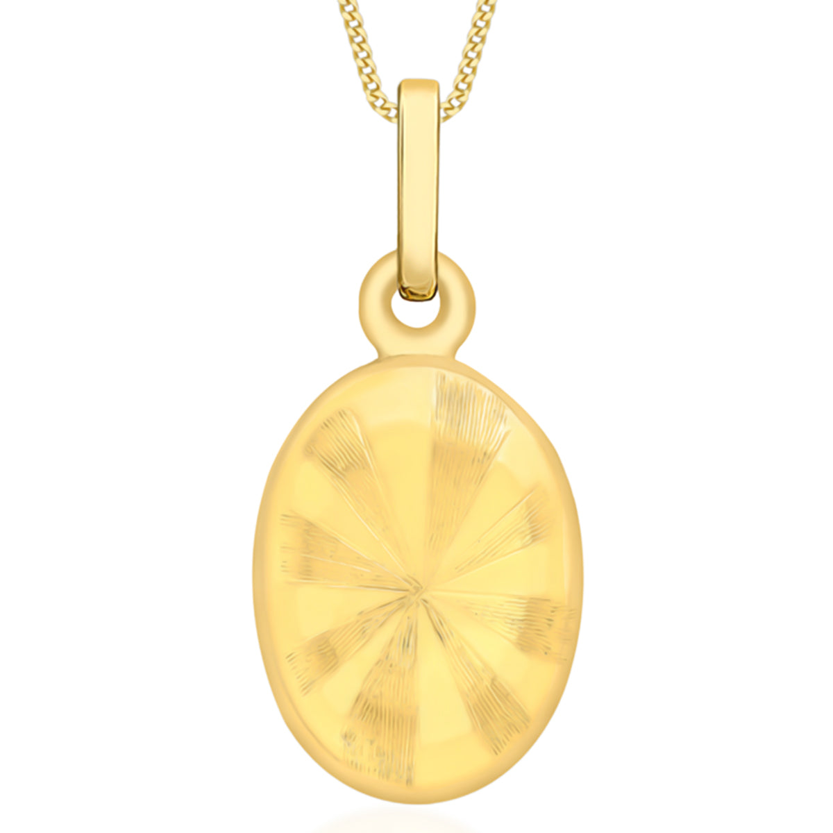 9K Yellow Gold Engraved Stripe Oval Locket Pendant 8613744 0