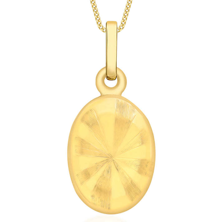 9K Yellow Gold Engraved Stripe Oval Locket Pendant 8613744 1