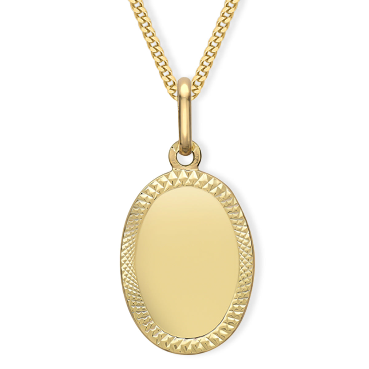 9K Yellow Gold Diamond-Cut-Edge Oval Pendant 8613745 0