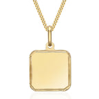 9K Yellow Gold Diamond-Cut-Edge Square Pendant_8613746
