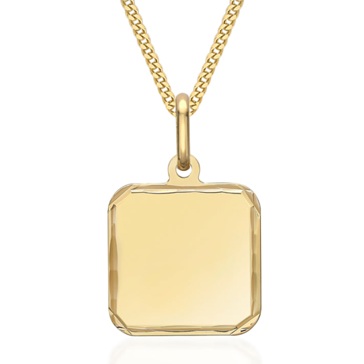 9K Yellow Gold Diamond-Cut-Edge Square Pendant 8613746 1