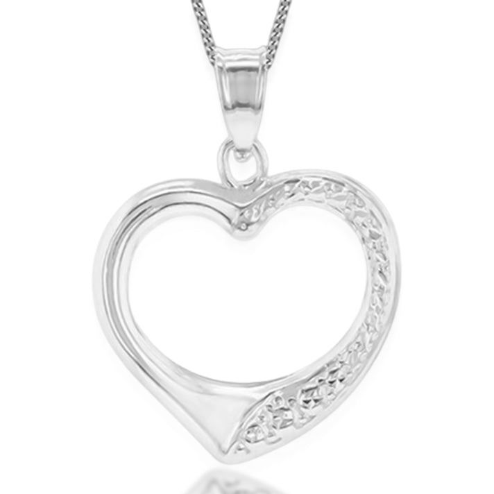 9K White Gold Open Heart Pendant 8613748 1