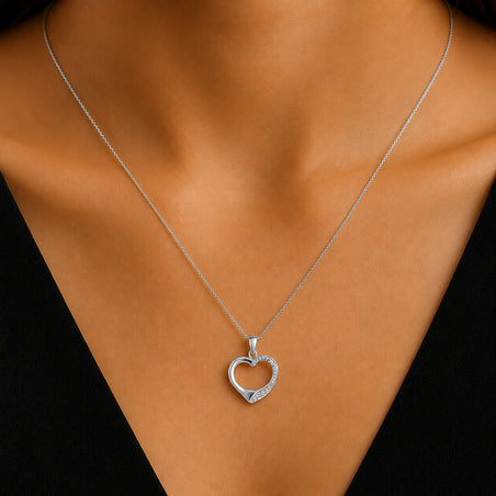 9K White Gold Open Heart Pendant 8613748 2
