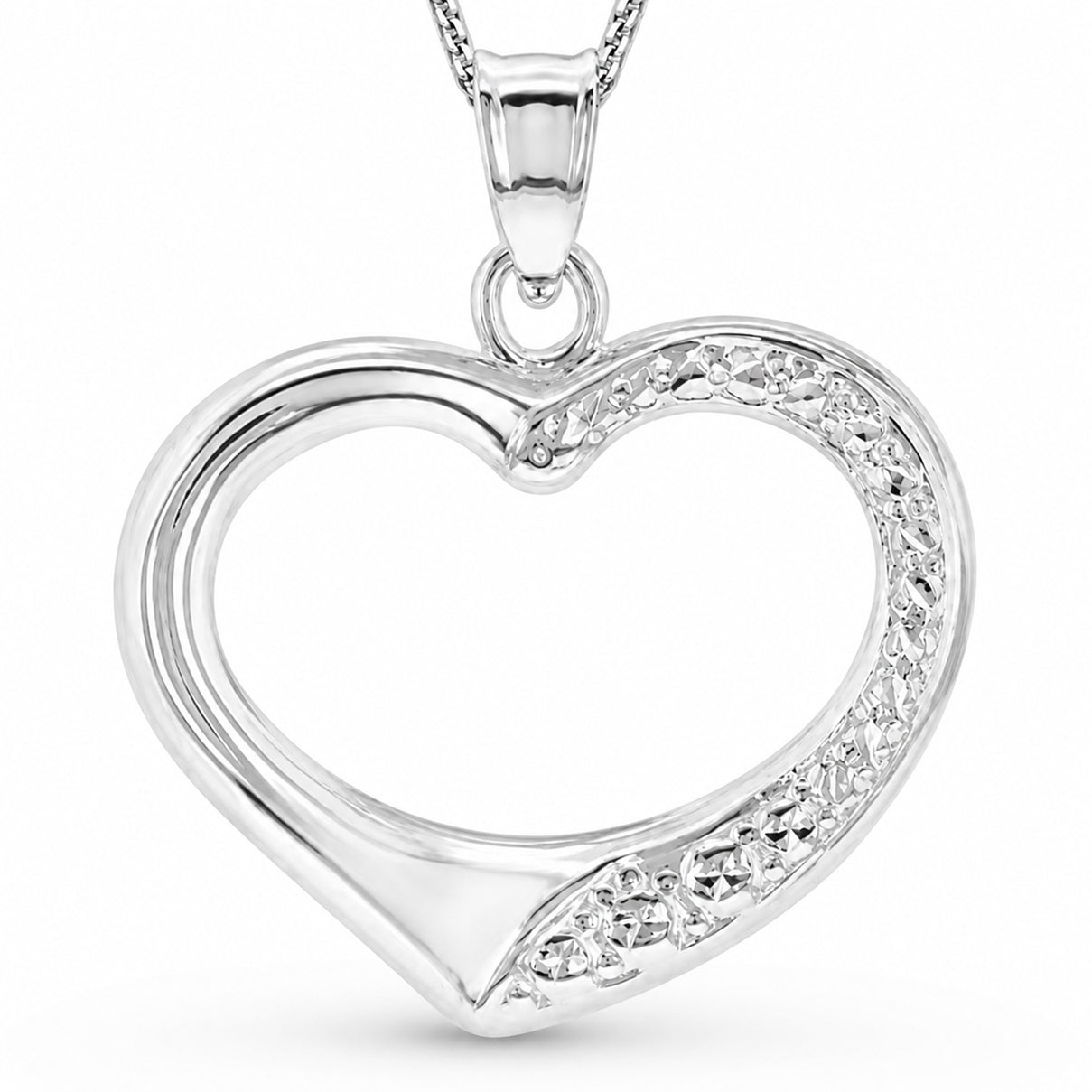 9K White Gold Open Heart Pendant 8613748 3