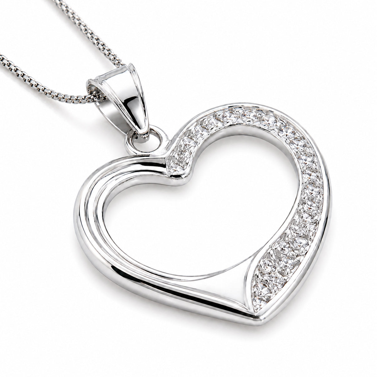 9K White Gold Open Heart Pendant 8613748 4